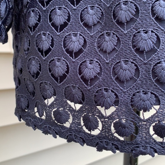 RSVP by Talbots Navy Eyelet Lace Bell Sleeve Top - Picture 6 of 14